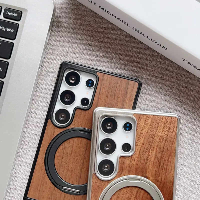 Exquisite Wood Metal Hybrid Stand Case - Samsung