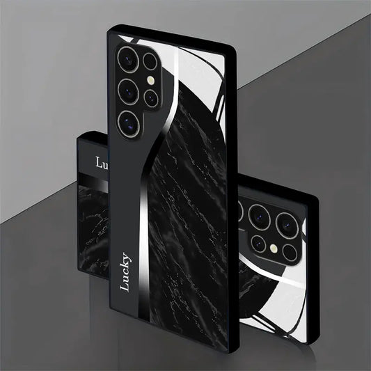 Elegant Swirl Marble Glass Shield Case - Samsung