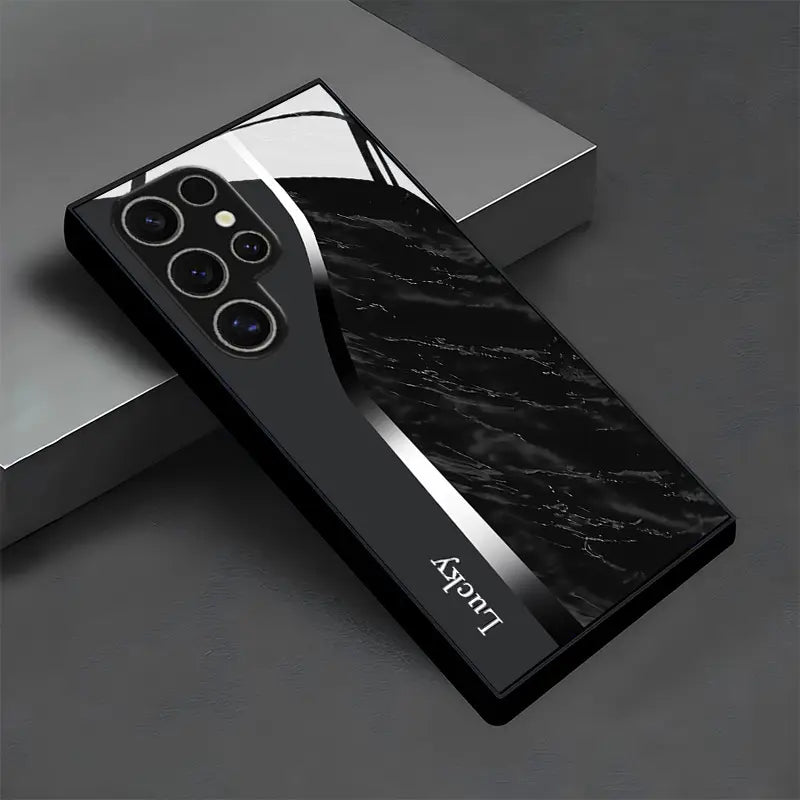 Elegant Swirl Marble Glass Shield Case - Samsung