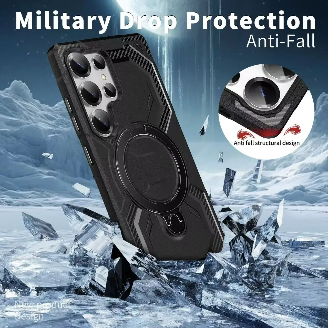 Rotating Bracket Ring Magnetic Protective Case - Samsung