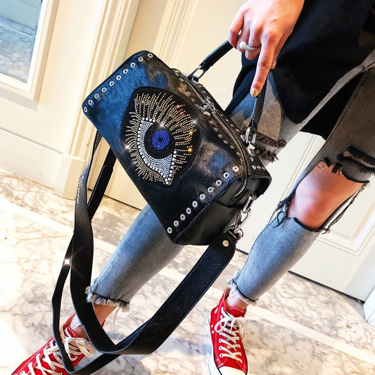 Glam Evil Eye Rhinestone Side Bag