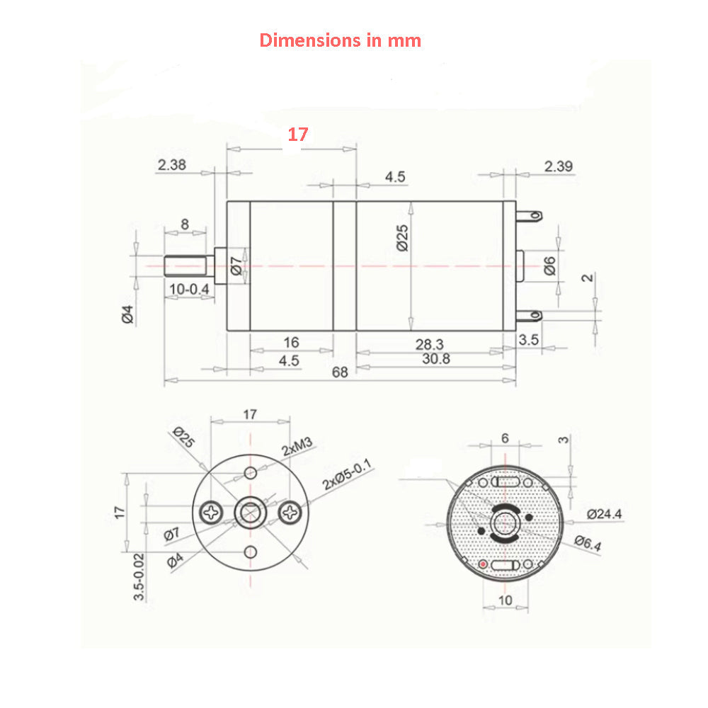 25GA370 620 RPM 12V 25mm Diameter centre Shaft DC high torque geared motor