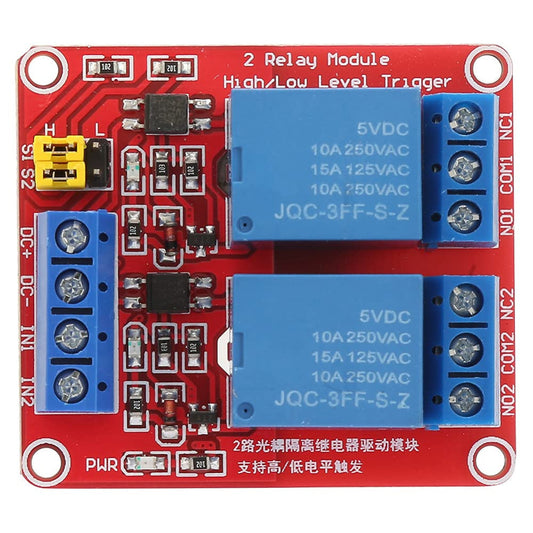 5V Two Channel Isolated Relay Module optocoupler High and Low Level Trigger