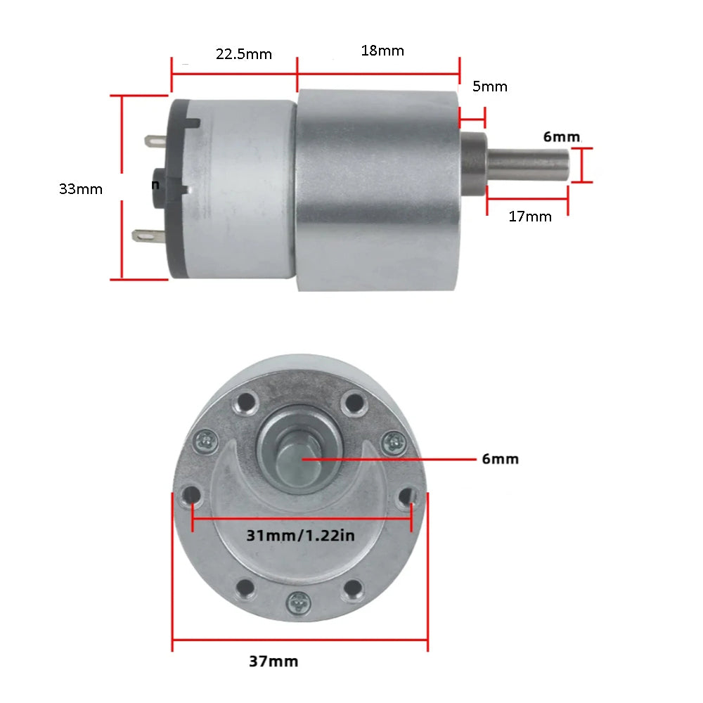 (Imported) 2W 12 V DC Geared Motor Metal Gear Box (48-145 rev/min 5-15V)