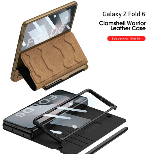 Galaxy Z Fold6 -Armor Leather Fold Stand Case with Pen Holder