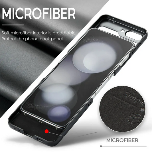 Galaxy Z Flip6 - Luxury Business Leather Camera Protector Case