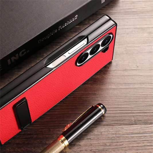 Galaxy Z Fold6 - Business Leather Invisible Stand Case