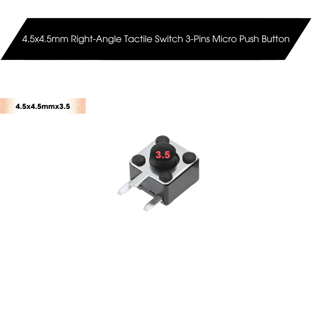4.5x4.5mm Dip Right-Angle Tactile Switch 3-Pins Micro Push Button