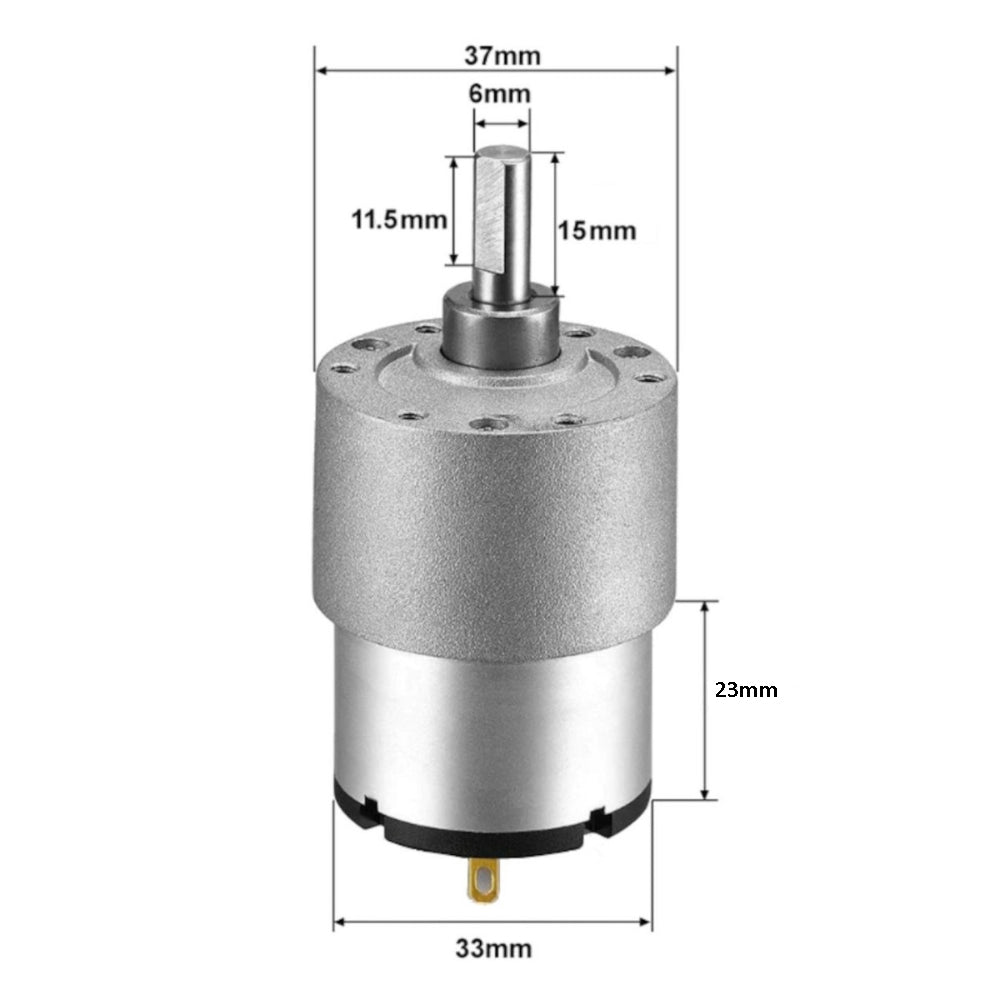 37GB520 200 RPM 6V 37mm Diameter Side D-Shaft DC high torque geared motor