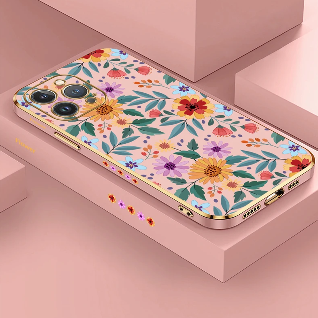 3D Floral Print Shield Case - iPhone