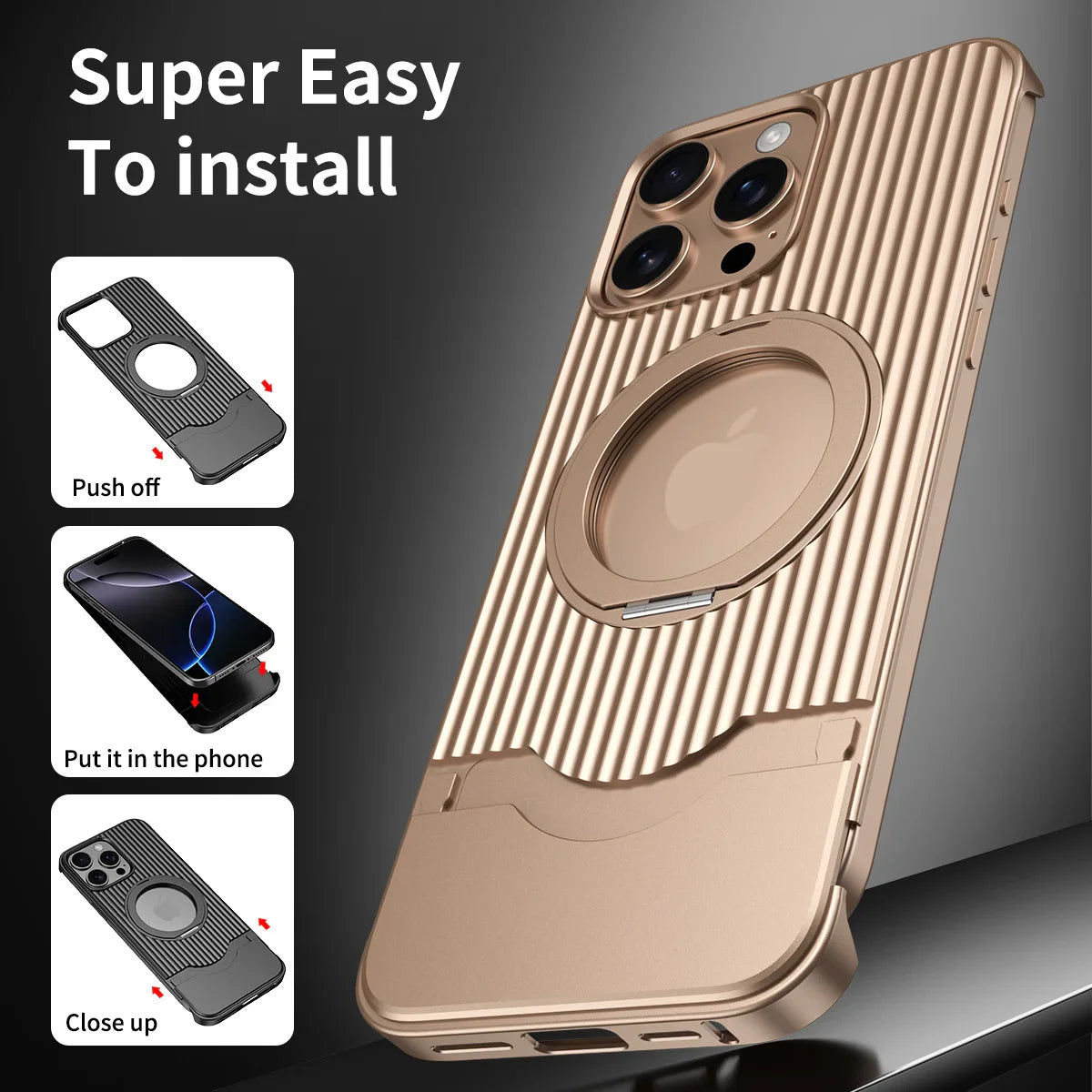 Elegant Textured Magnetic Stand Case - iPhone