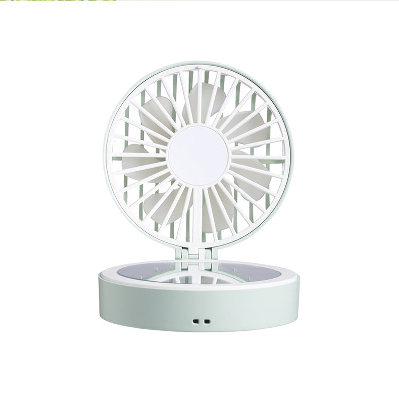 Hanging Touch LED Fan With Makeup Mirror