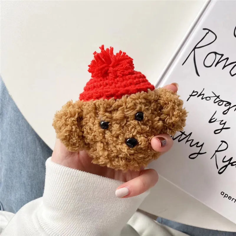 Teddy with Hats Plush Cases for AirPods