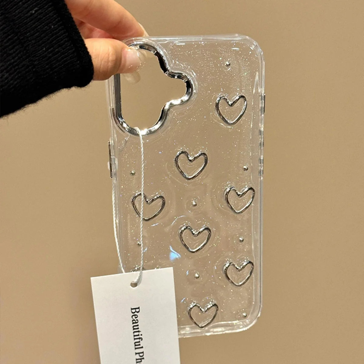 Stylish Clear Heart Design Case