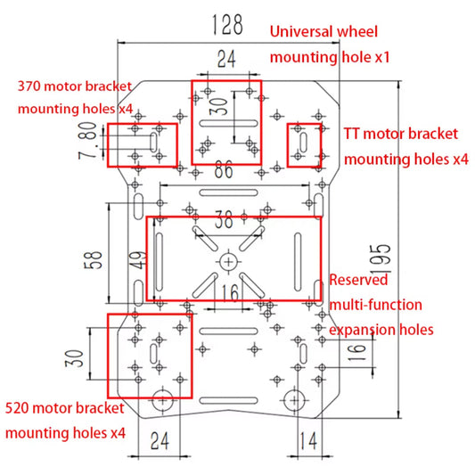 4WD Acrylic Chassis Suitable for 25GA-370, 37GB-520, TT Motor Single Layer Acrylic