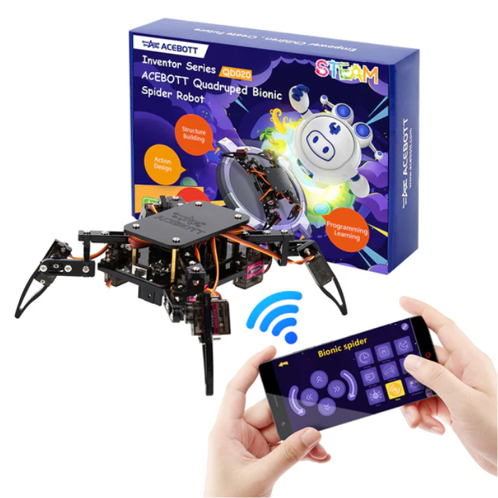 ACEBOTT ESP8266 Quadruped Bionic Spider Robot kit with Arduino IDE/ACECode(Scratch)