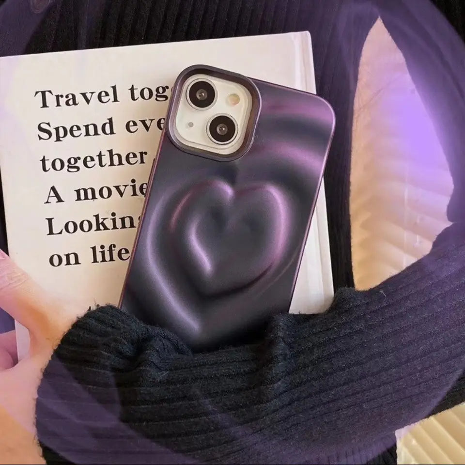 Glossy Embossed Heart Phone Case