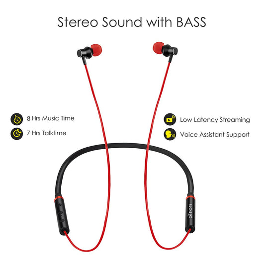 pTron Tangentbeat Magnetic In-Ear Wireless Bluetooth Headphones with Mic - (Black & Red)