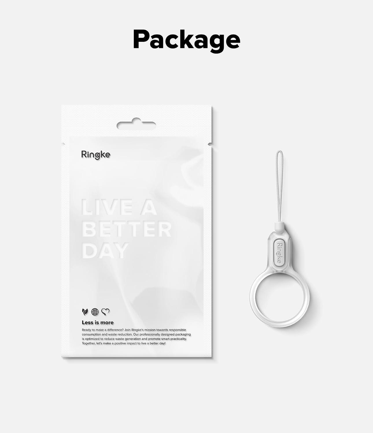 Buckle Finger Ring Strap - Matte Clear