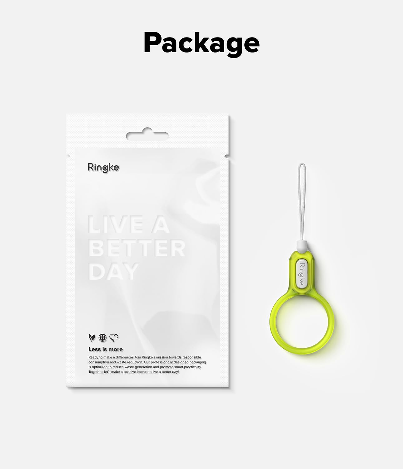 Buckle Finger Ring Strap - Neon Green