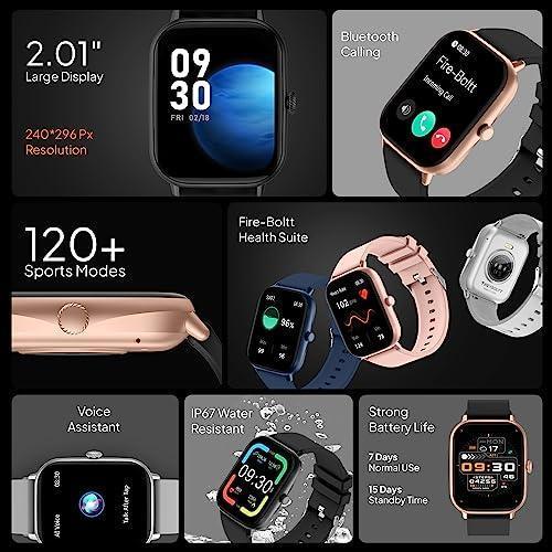 Fire-Boltt Ninja Call Pro Max 2.01” Display Smart Watch, Bluetooth Calling, 120+ Sports Modes, Health Suite, Voice Assistance