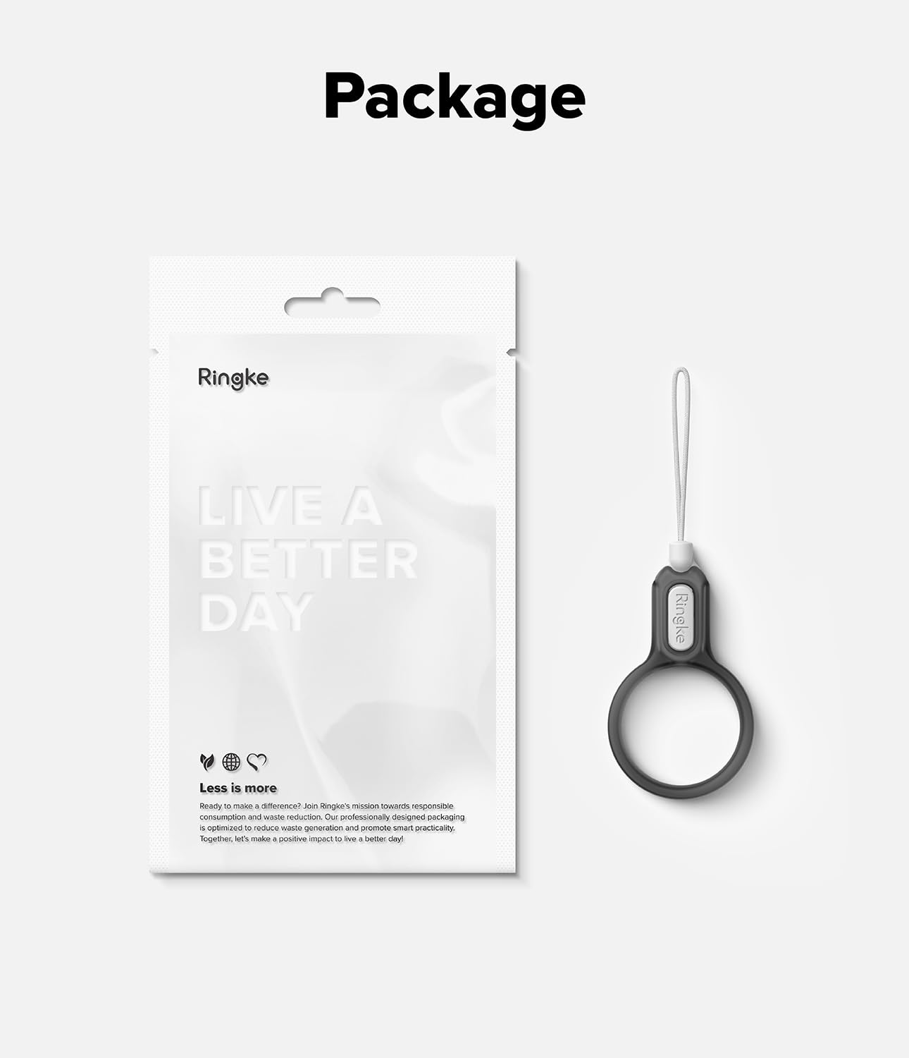 Buckle Finger Ring Strap - Smoke Black