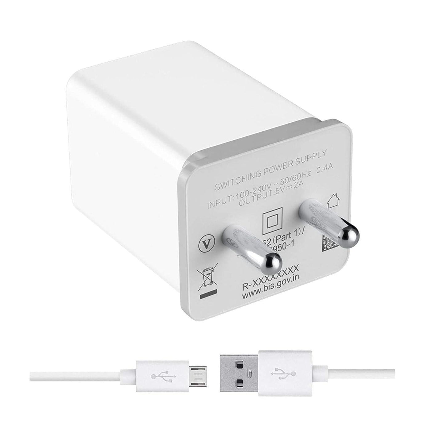 Fast Charger for Realme 5/5i/5s/C1/C11/C12/C15 Original Mobile/Wall/Android SmartphoneHi Speed Fast Charging Travel Charger with 1M Micro USB Charging Data Cable (2.4 Amp)