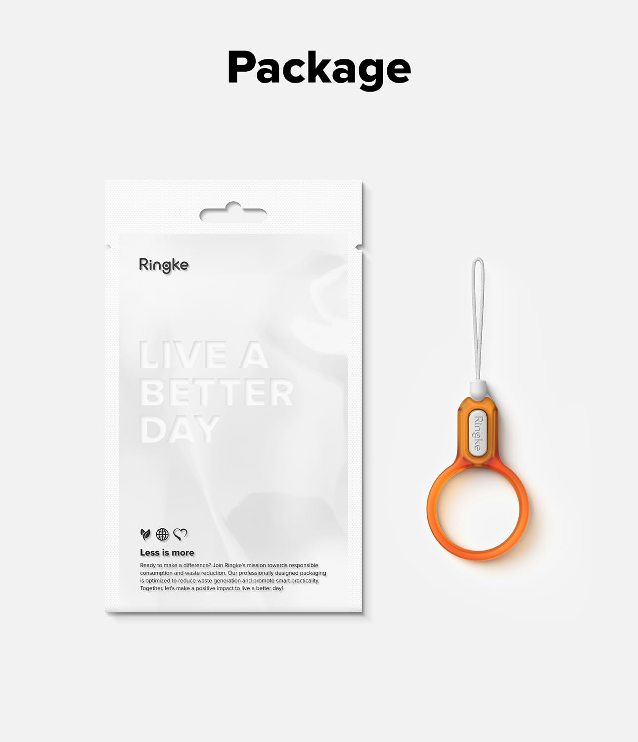 Buckle Finger Ring Strap - Neon Orange