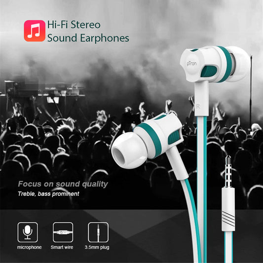 pTron HBE Melo Stereo Sound 3.5mm Audio Jack Wired Earphones with Mic - (Blue/White)
