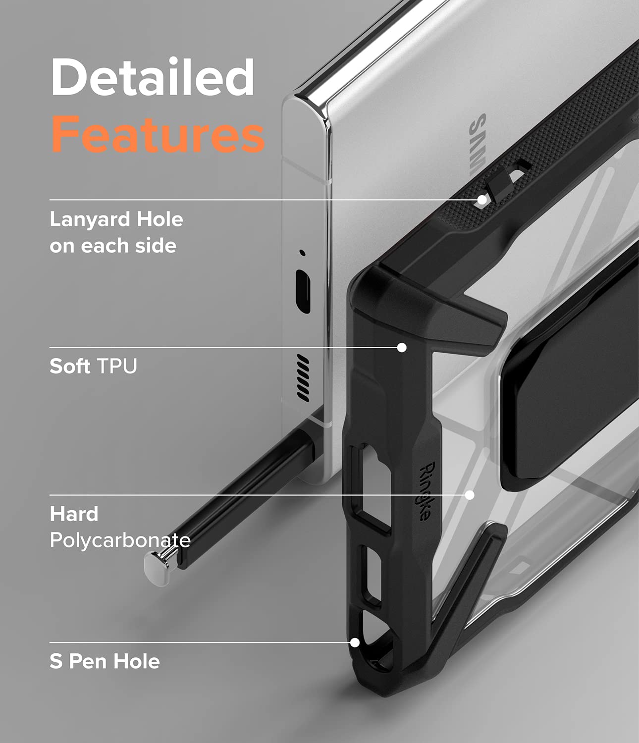 (Refurbished) Ringke Fusion-X Stand Samsung Galaxy S22 Ultra 5G Case Cover Kickstand - Black