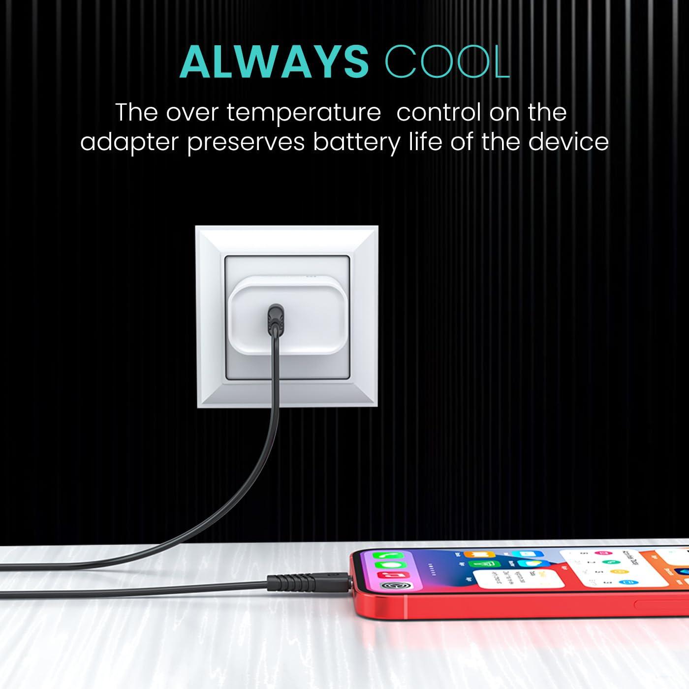 Portronics Adapto 25 25W Super Fast Type C PD Wall Charger for iPhone 15/14/13/12/11 All Pro,Max Series, Samsung Galaxy S/A/M/F Series & Other Type C Devices, PPS Protection,Fast Charging Adaptor
