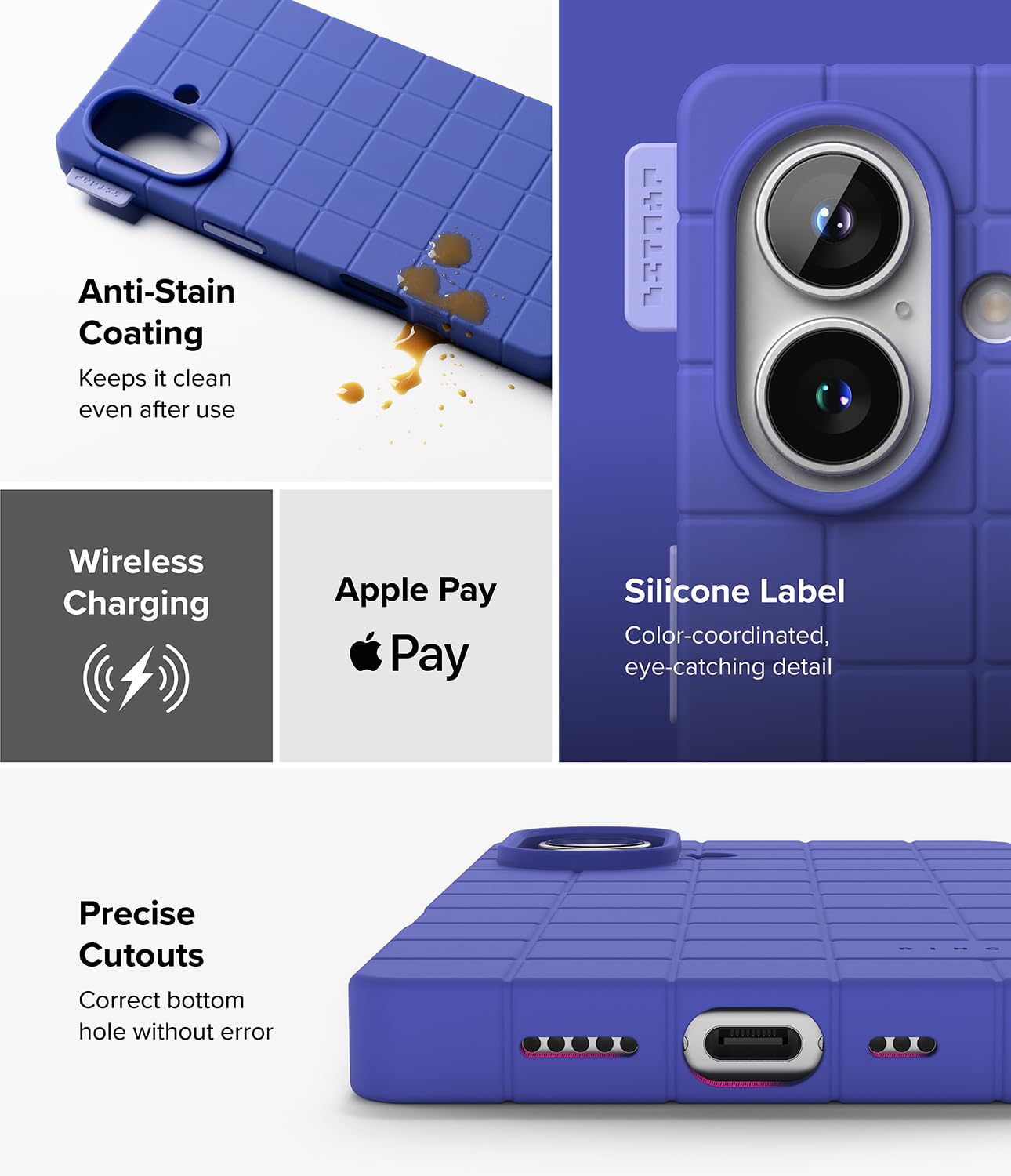 iPhone 16 Back Cover Case | Bitmap Silicone Magnetic - Ultramarine