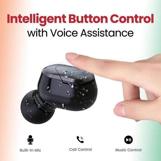 pTron Bassbuds Plus In-Ear True Wireless Stereo Headphones (TWS) with Mic - (Red & Black)