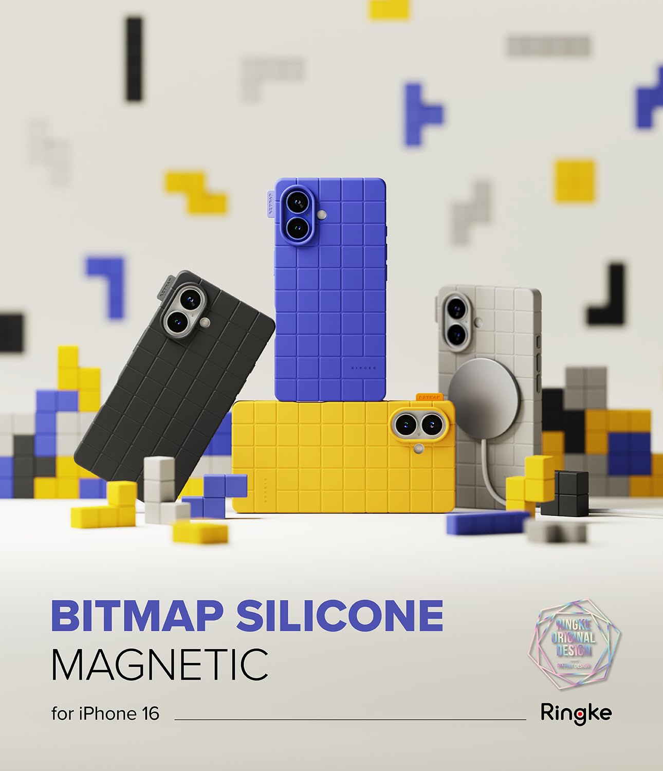 iPhone 16 Back Cover Case | Bitmap Silicone Magnetic - Ultramarine