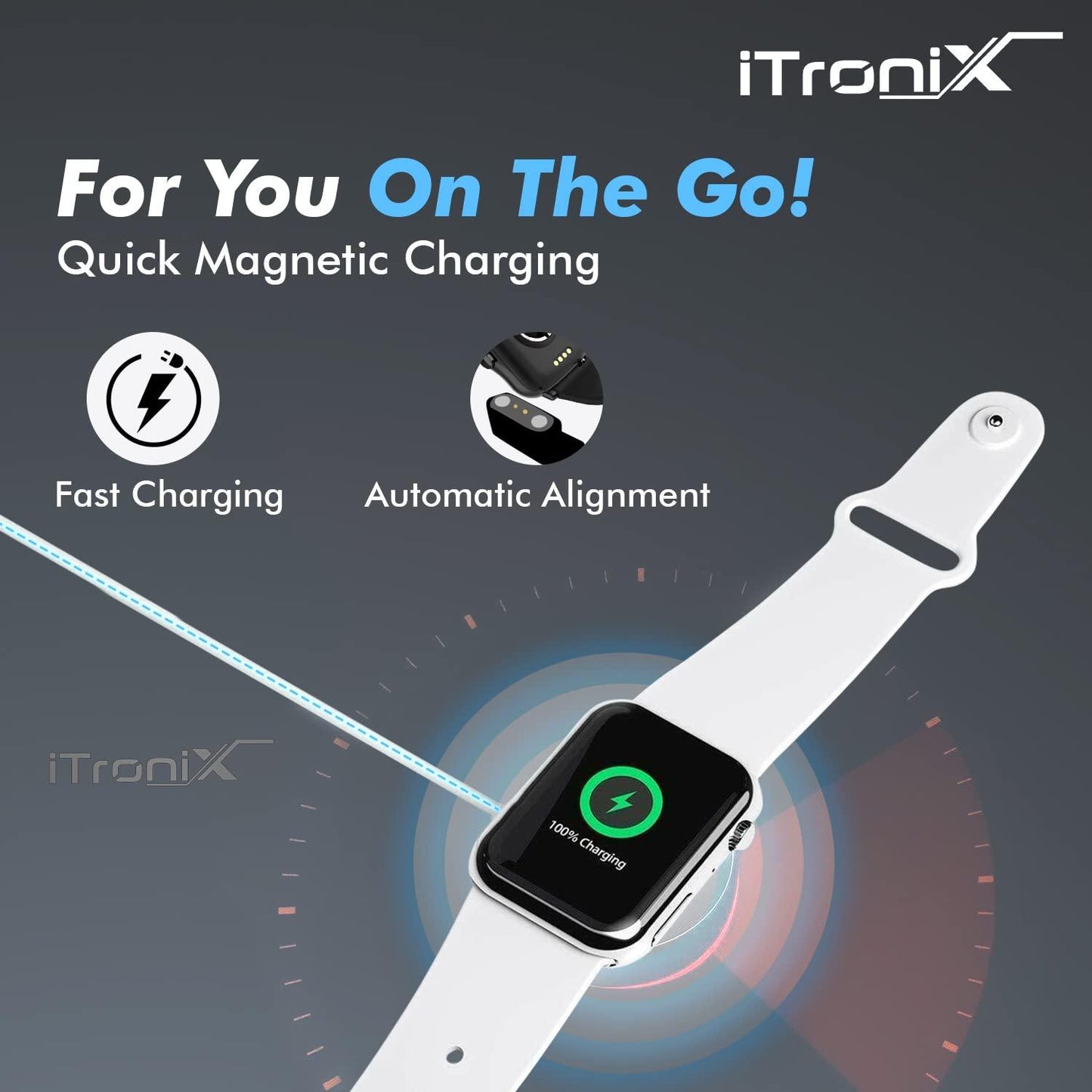 iTronix Noise ColorFit Charger for TWIST/Pulse 2 Max/Pulse Go Buzz/Halo/Halo Plus/Pulse Grand/Quad Call/ColorFit Pro 4/Pro 4 Alpha/ColorFit Pulse/Pulse 3/ColorFit Ultra/Ultra 3/Pulse Buzz smartwatches