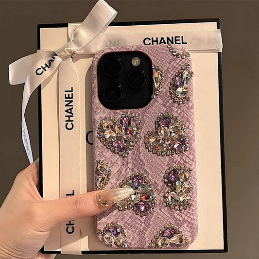Elegant Crystal-Studded Heart Case