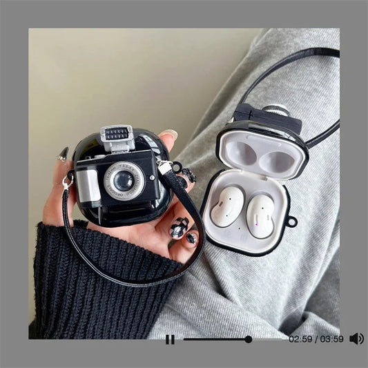 Retro Camera Designer Wireless Earphone Case for Galaxy Buds