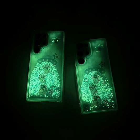 Galaxy Night Glow Liquid Glitter Case- Samsung