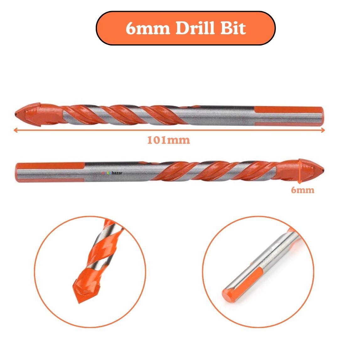 Glass & Tile Arrow-Head Tri-Flat-Handle Tungsten Carbide Drill Bit