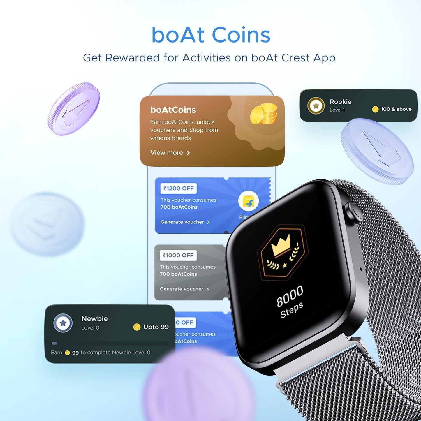 boAt Wave Call 2 with 1.83" HD Display, Advanced BT Calling, DIY Watch Face Studio, Coins, 700+Active Modes, Live Cricket Scores, Smart Watch for Men & Women(Silver Metal)