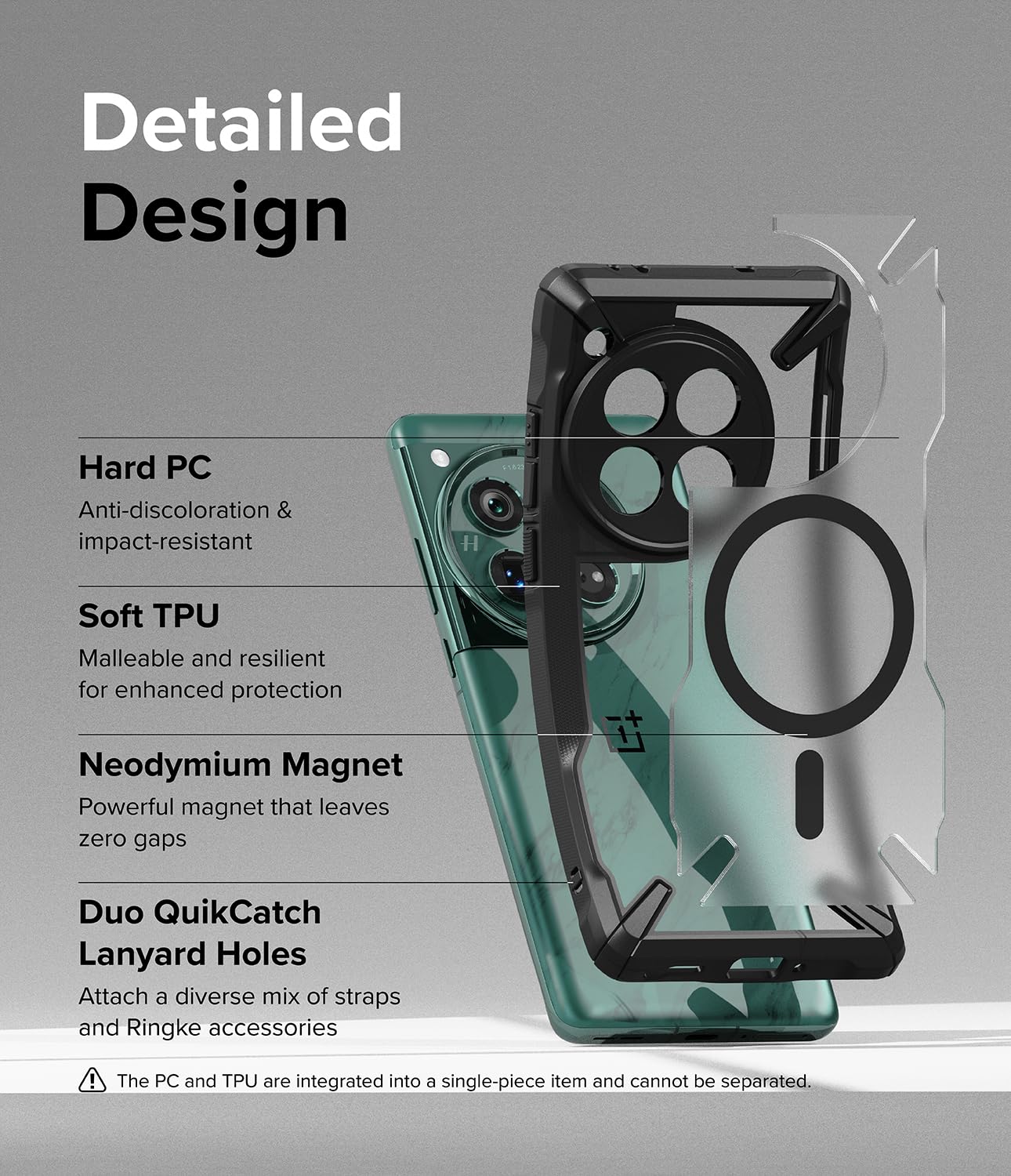 (Refurbished) Ringke OnePlus 12 Back Cover Case Fusion-X Magnetic Matte - Matte Black