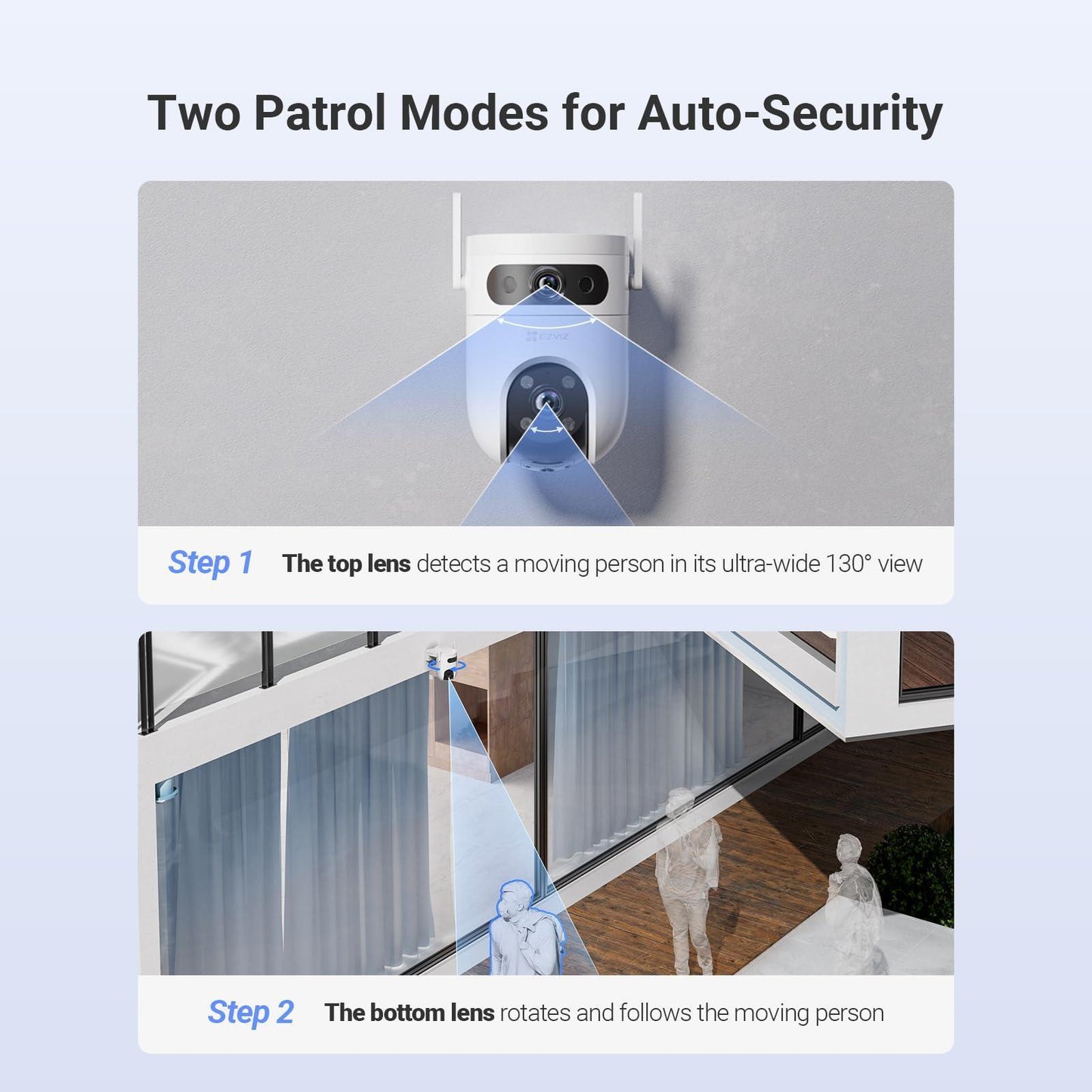 EZVIZ by Hikvision|H9C Dual-Lens(5MP+5MP) Pan & Tilt Wi-Fi Camera|Two-Way Talk|AI-Powered Human/Vehicle Detection|Active Defense with Siren and Strobe Light|Weatherproof Design|Upto 512GB Support
