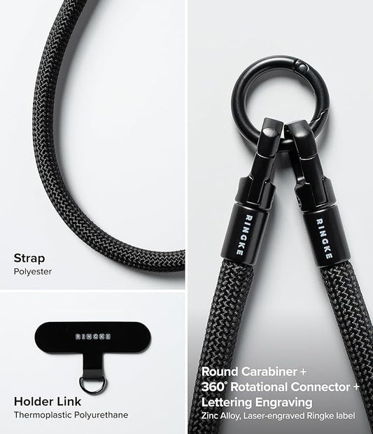 Holder Link Flow Durable Hand U-Type Strap with Patch - Calm Black