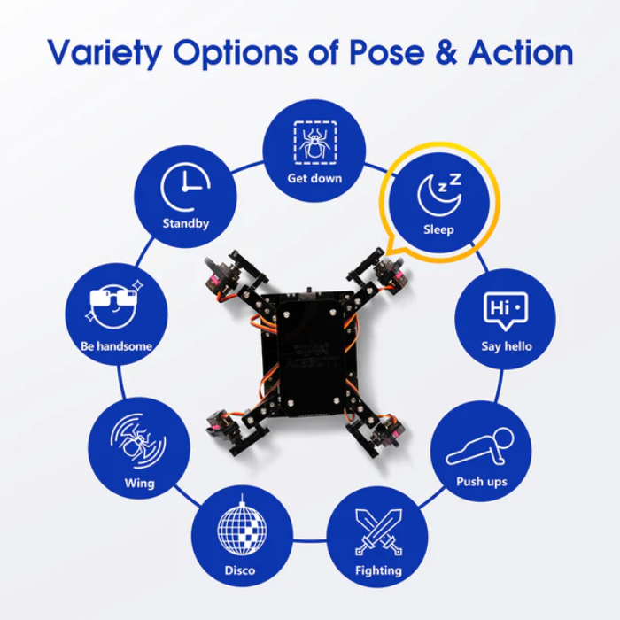 ACEBOTT ESP8266 Quadruped Bionic Spider Robot kit with Arduino IDE/ACECode(Scratch)