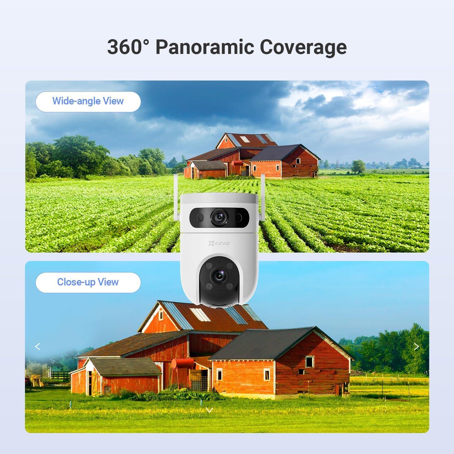 EZVIZ by Hikvision|H9C Dual-Lens(5MP+5MP) Pan & Tilt Wi-Fi Camera|Two-Way Talk|AI-Powered Human/Vehicle Detection|Active Defense with Siren and Strobe Light|Weatherproof Design|Upto 512GB Support