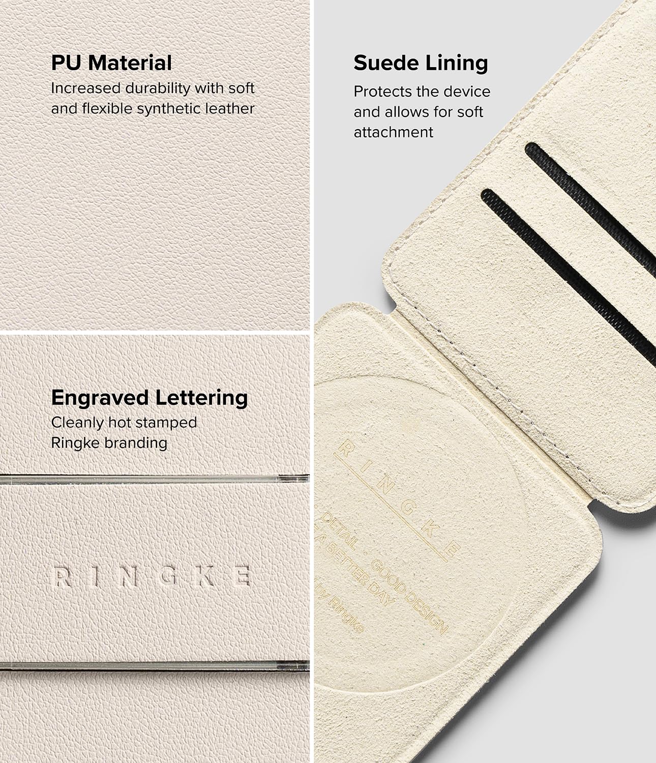 Slide Grip Magnetic Card holder with Wallet - Beige Pink