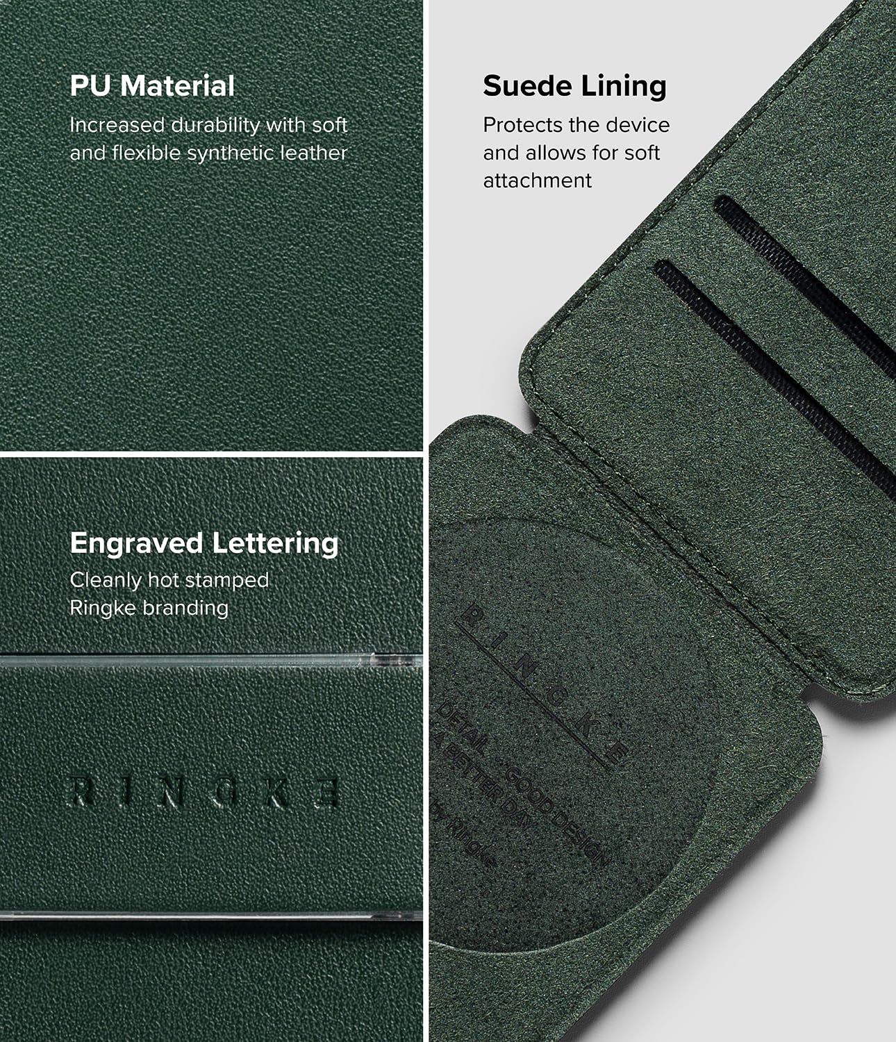 Slide Grip Magnetic Card holder with Wallet - Dark Green