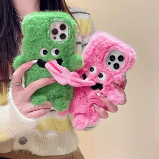 Funny Tongue Sticking Out Plush Case - iPhone