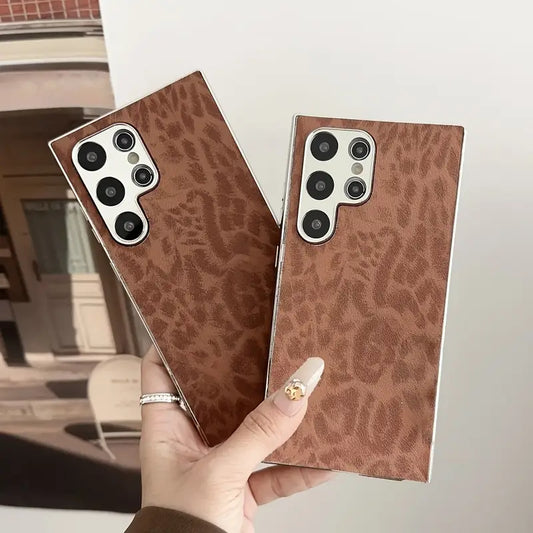 Vintage Leopard Print Leather Case - Samsung