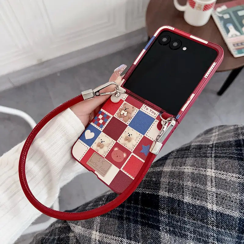 Cute Trendy Bear Lanyard Case - Samsung